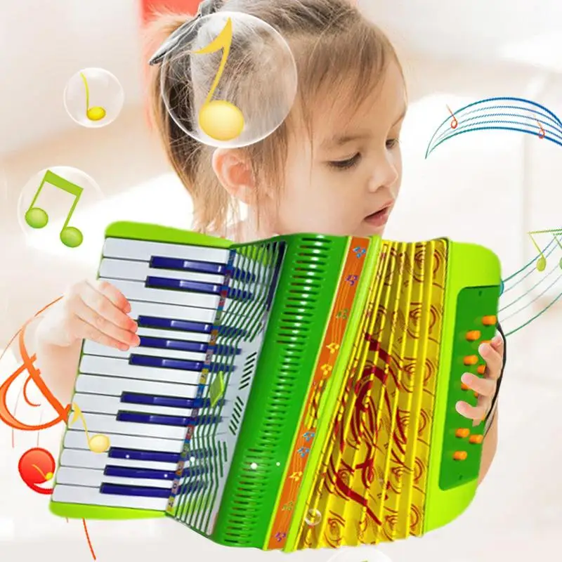 Button Accordion For Kids Small 17 Keys Button Accordion 6Bass Accordion Toy Lightweight Educational Toy Preschool Cute