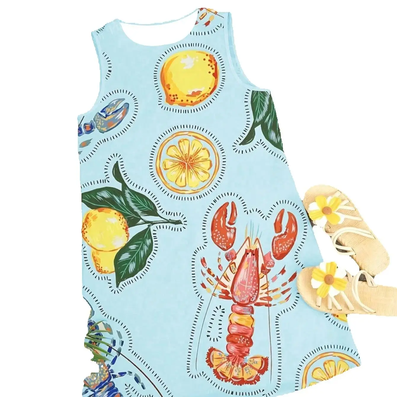 Robe courte sans manches pour femmes, mode d'été élégante, décontractée, Sexy, Style vacances, Cool, avec motifs de fruits et floraux, vêtements Y2k