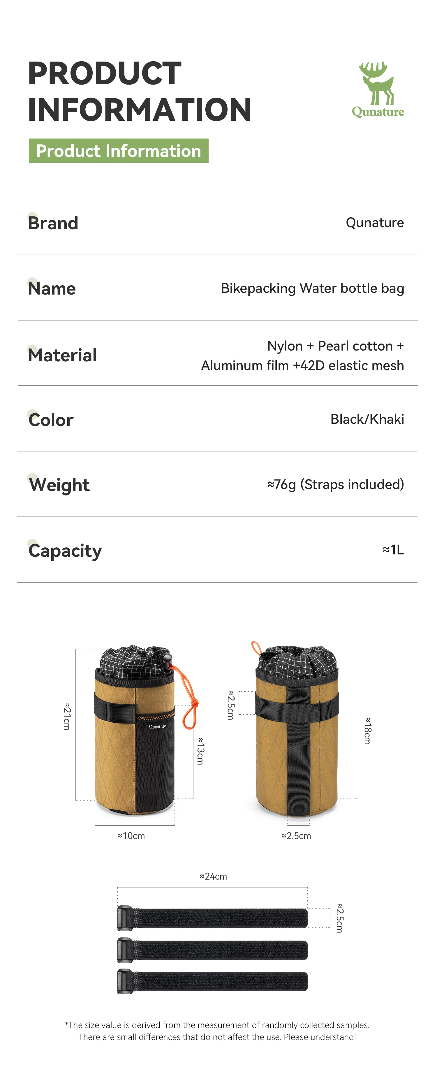 Qunature 2er-Set Fahrradlenker-Flaschentasche MTB/RB Vorderrahmentasche Isolierte Kühltasche Faltbare Fahrradlenkertasche Umhängetasche – Detail 2
