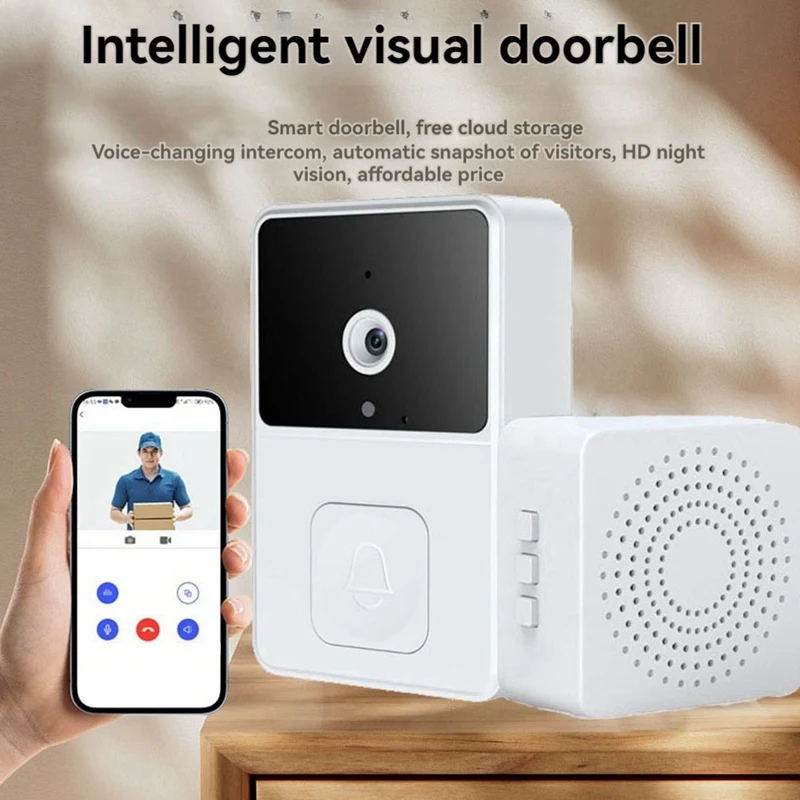 Video Wireless Smart Doorbell Kit Wifi Video Doorbell Camera Night Vision Two-Way Audio Cloud Storage Security Doorbell