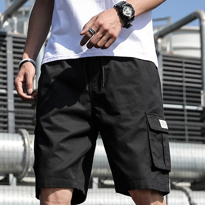 Men\'s Shorts 2023 Summer Mens Beach Shorts Ribbons Black Hip Hop Streetwear Casual Male Sportswear Shorts Men Cargo Shorts