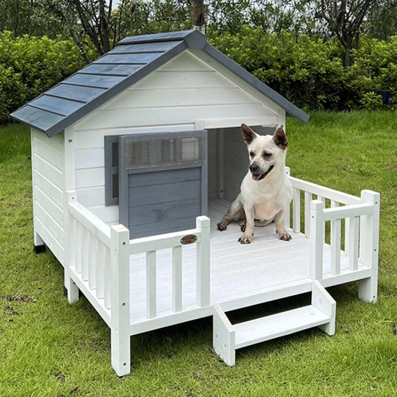 Wooden kennel outdoor rainproof doghouse cold proof cattery courtyard dog villa outdoor