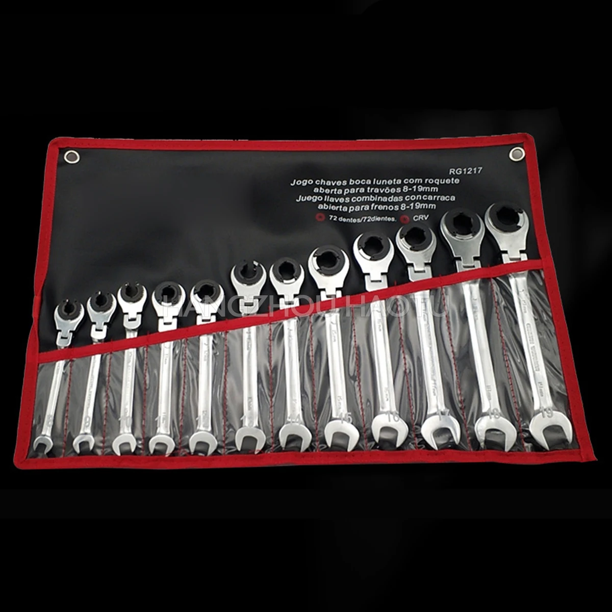 Регулируемый тип 8-19 мм, сверхмощный двойного назначения, фиксированная головка, раструбная гайка с открытым концом, гибкая трубка, полуоткрытый ключ с храповым механизмом, узкие пространства