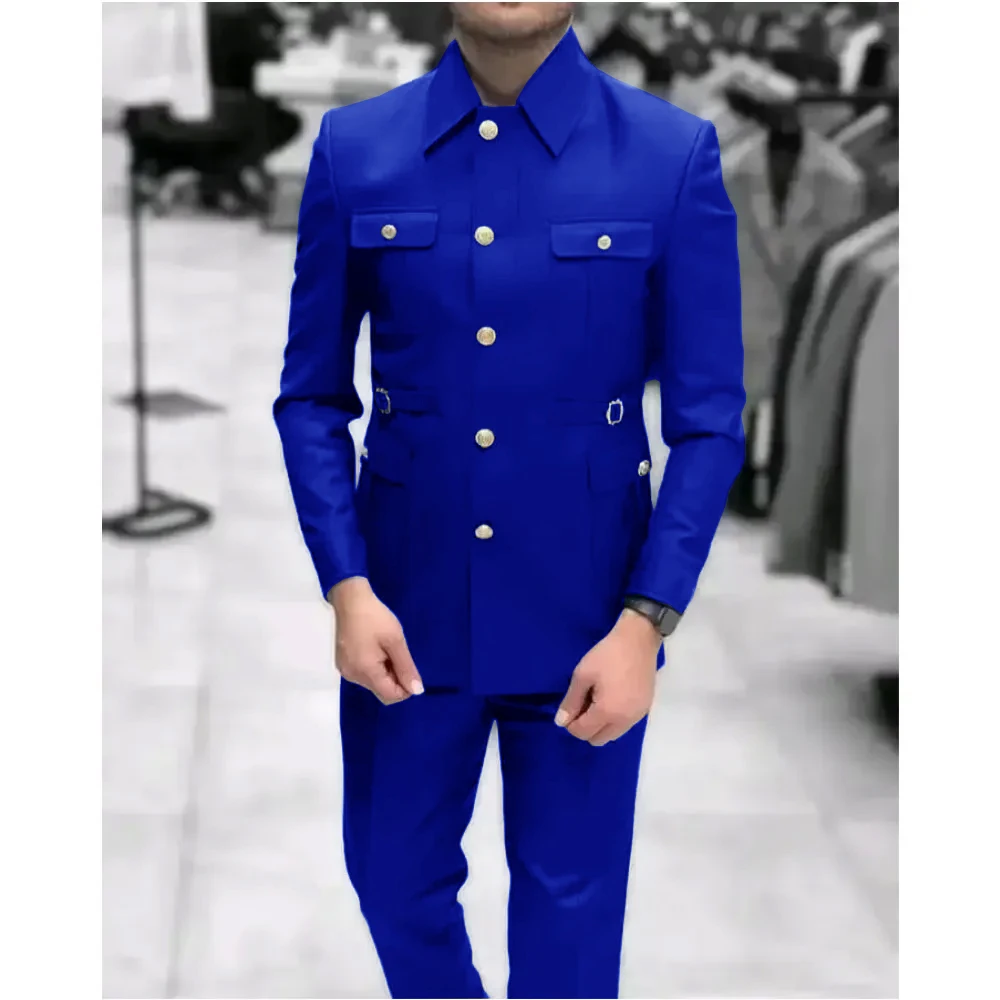 

Men Suit Single Breasted Zhongshan Groom Wedding Tuxedo Slim Fit Prom Wedding 2 Pieces Business Suit (Jacket+Pants) Tailor Made