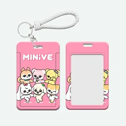 KPOP IVE Card Holder mini Cartoon Student ID Bus Card corda in pelle bianca pettorale ciondolo Cover protettiva NAORI CHERRY