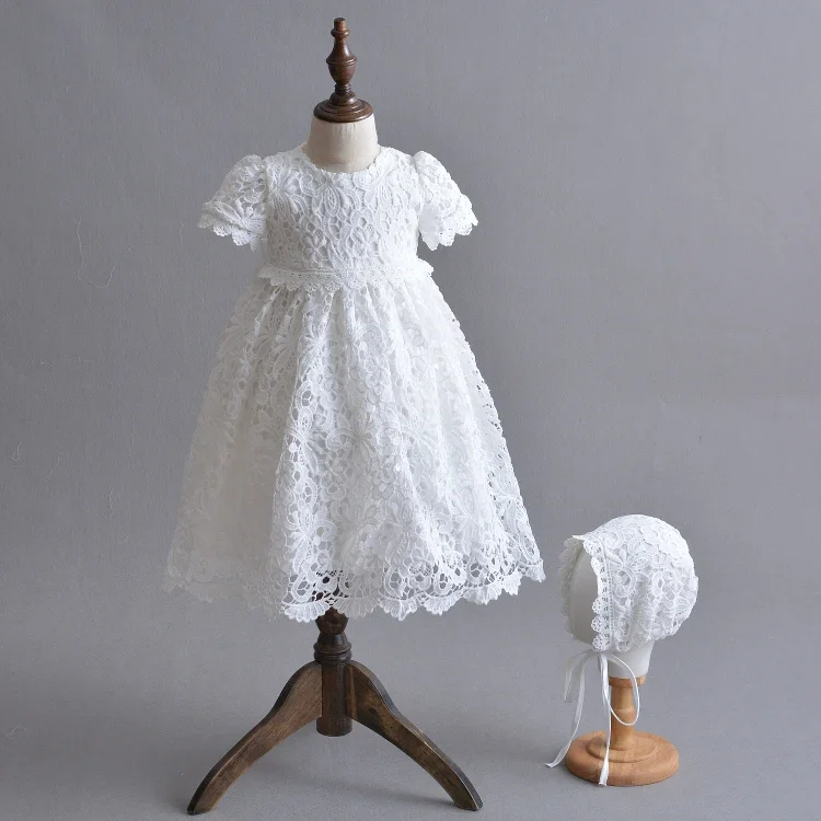 2pcs/Set Baby Girl Dress 3-24 Months Long Tulle Infant Pageant Gowns For 1 Year Birthday Wedding Christening Baptism Clothes