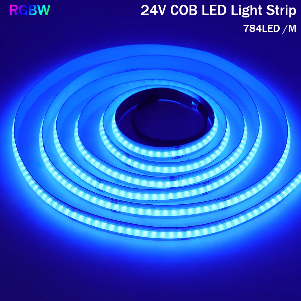 Imagem -02 - Impermeável Led Strip Diode Tubo Flexível Fita de Diodo Fita Rgbw Rgbww Cob 24v 784leds m Ip67