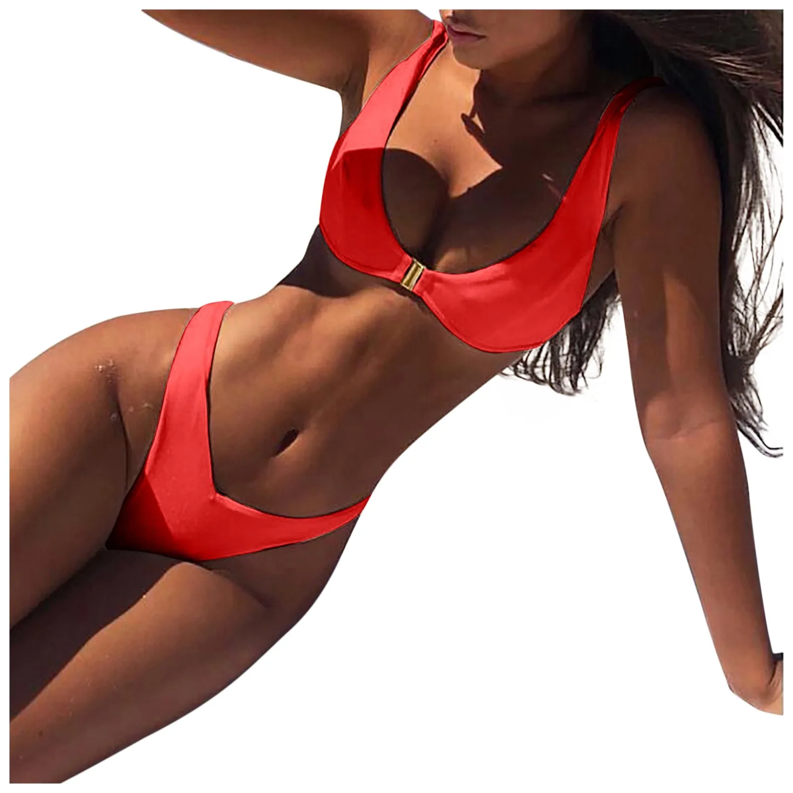 Nieuwe Driehoekige Bikinitop Vrouw Uitgehold Monokini Casual Push-Up 2 Stuks Zwembeha Effen Kleur Strandkleding Biquini Meisjes