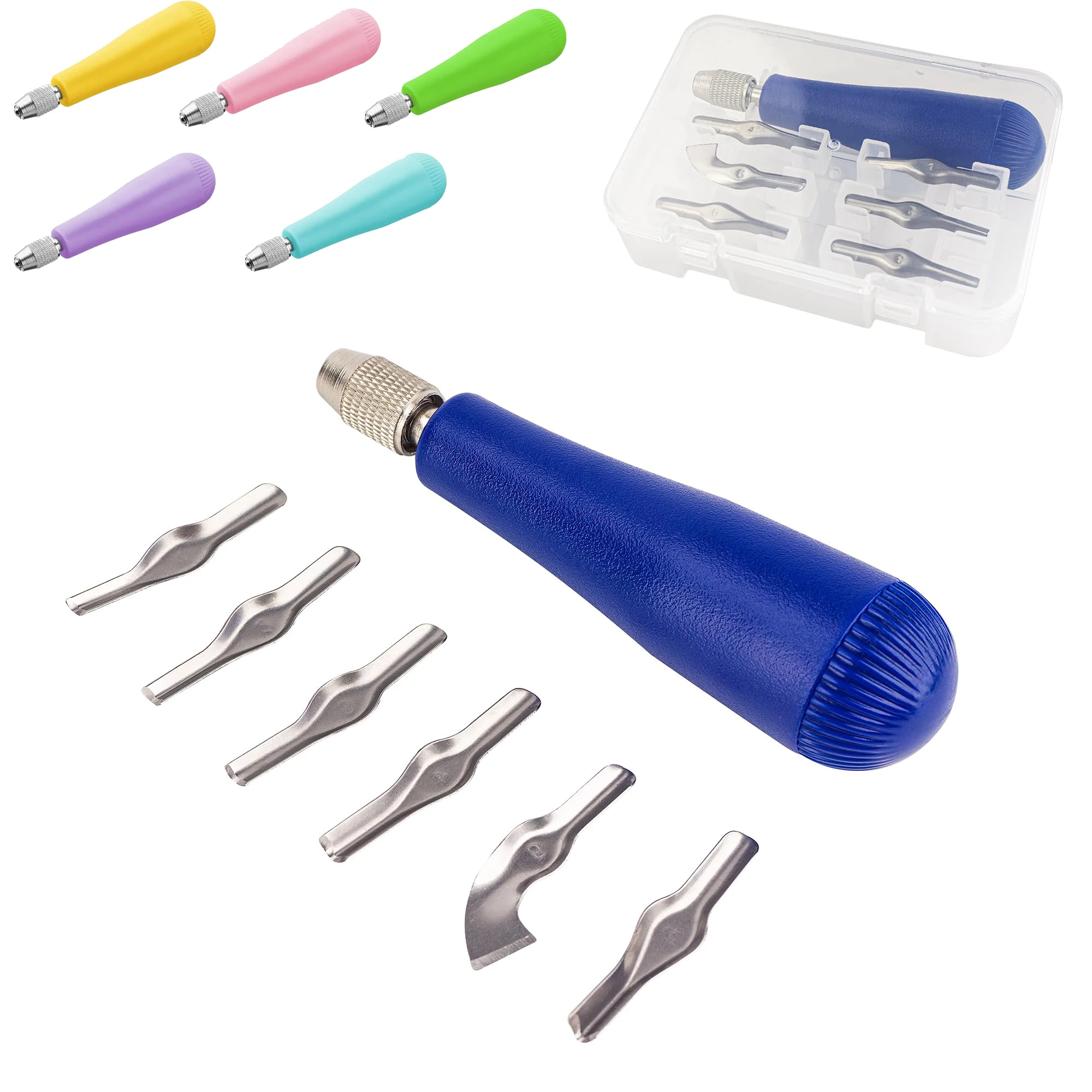 Kit de tallado de linóleo, herramientas, surtido de cortadores de linóleo para impresión de bloques para esculturas DIY, expertos de carpintero y principiantes, 6 hojas