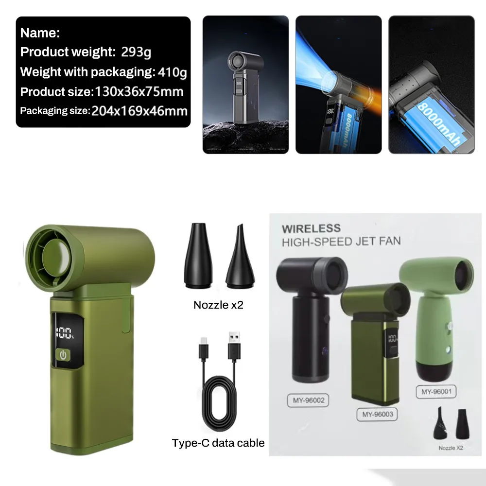 900000 RPM Turbo Jet Fan Powerful Air Blower Brushless Motor Rechargeable Portable Handheld Blower PC Tools Violent Fan