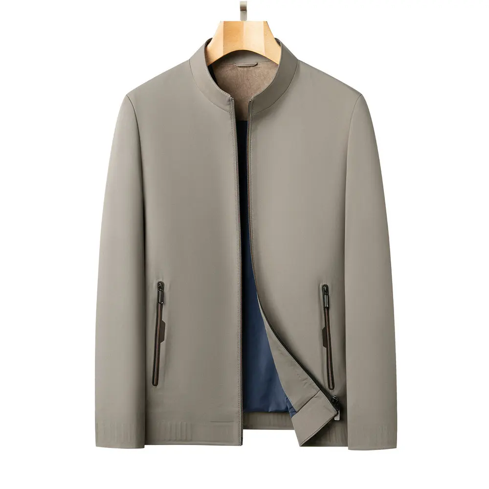 

Мужские классические куртки на молнии, универсальное пальто на молнии, деловой повседневный стиль, минималистичный дизайн, 4, нейтральные тона, легкий вид
