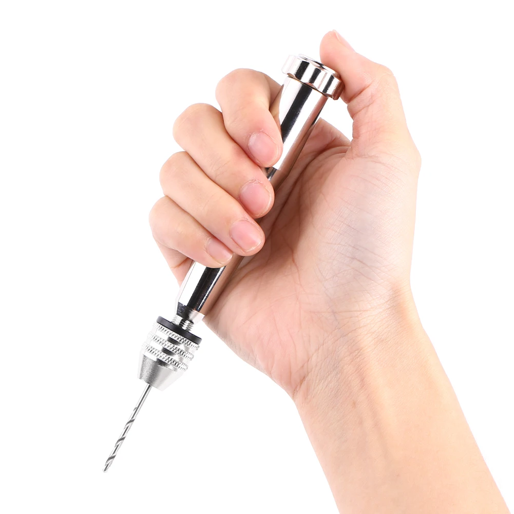 لقم الثقب اليدوي الحفر تويست اليد فضي اللون 0.3 مللي متر-3.6 مللي متر فهم المدى تشاك اليد تويست الحفر مع 25HHS لقمة ثقب الخشب الحفر