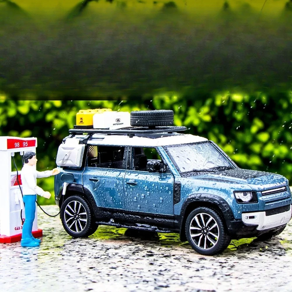 

1:24 L Defender Off-road Car Simulation Diecast Metal Alloy Model Car Sound Light Pull Back Collection Kids Toy F510