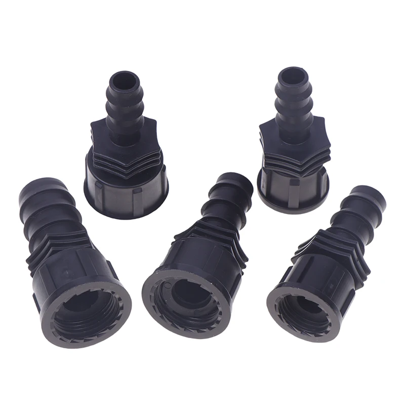 Conector de lengüeta de manguera de PE de 16/20/25mm a rosca de 1/2 3/4 1 pulgada, accesorio de lengüeta de plástico para jardín, riego de invernadero de granja