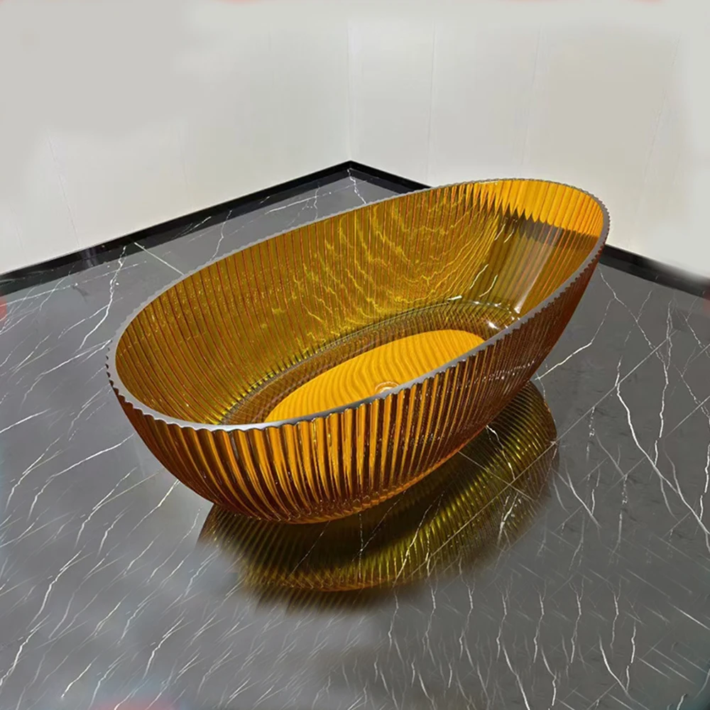 

1700x850x580mm Oval Resin Colourful Transparent Tub Freestanding Floor Mounted Bathtub BV1071