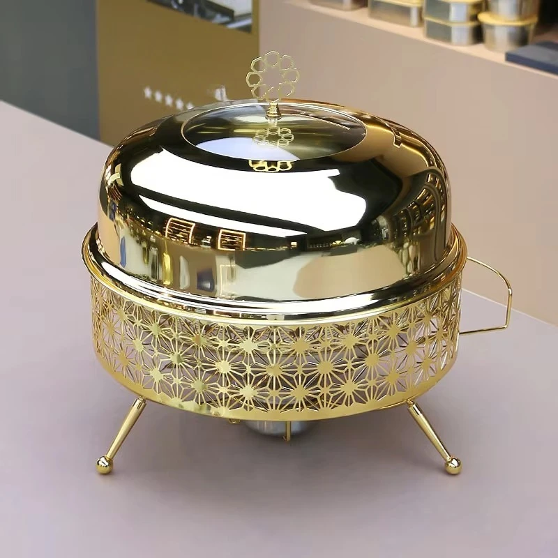 8L Golden Buffet Food Warmer With Lid European Style Catering Equipment For Hotel Wedding Party