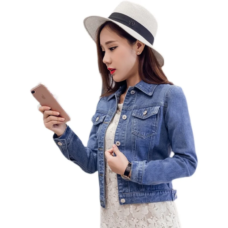 Slim Fit ort Denim Jaet Mujer Faion Prendas de abrigo Sli Cardigan Top High End Europeo Sle Casual Mezcla de algodón