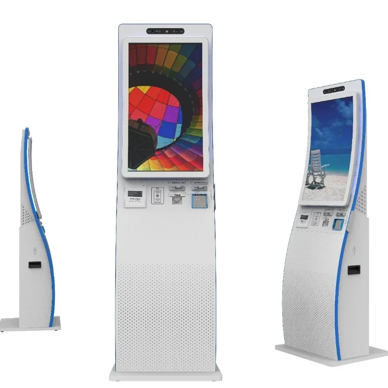 Payment Kiosks Manufacturer 32" Curved Touch Cashless  Self-Checkout Retail Kiosk with EFT POS Ticket Machine Kiosk