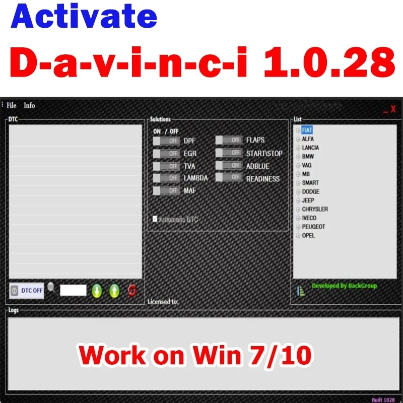 Car tools Davinci 1.0.28 CHIPTUNING REMAPPING Work on KESS/KTAG/Other ECU Programmer Tool DAVINCI V1.0.28 Support Win 7/10/11