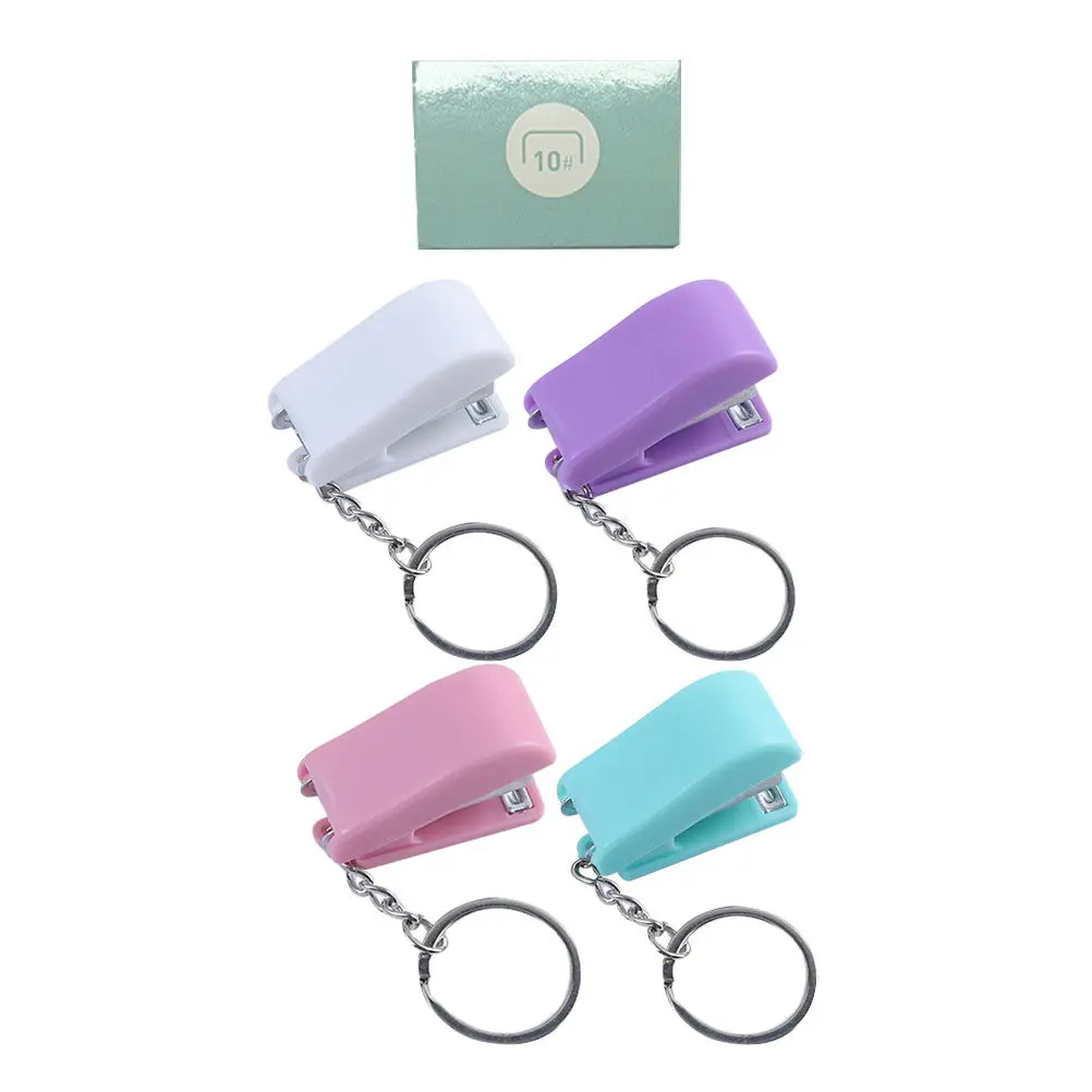 Stapler Keychain Ring Chains Keyring Portable Mini Stationery Supplies Cute Book