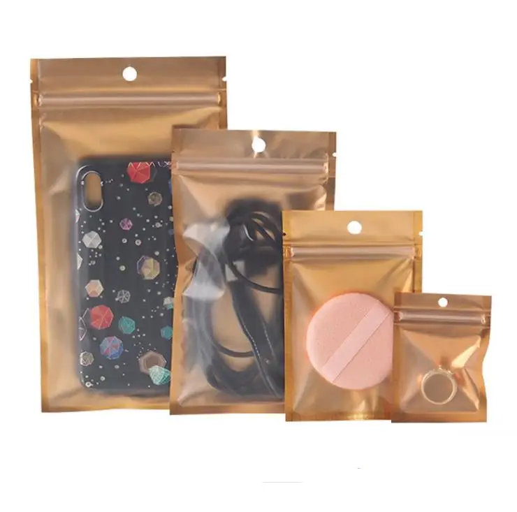 2000pcs Metallic Mylar bags flat bottom gold White Black small zip lock plastic bags gold Jewelry pouchs bags SN4187