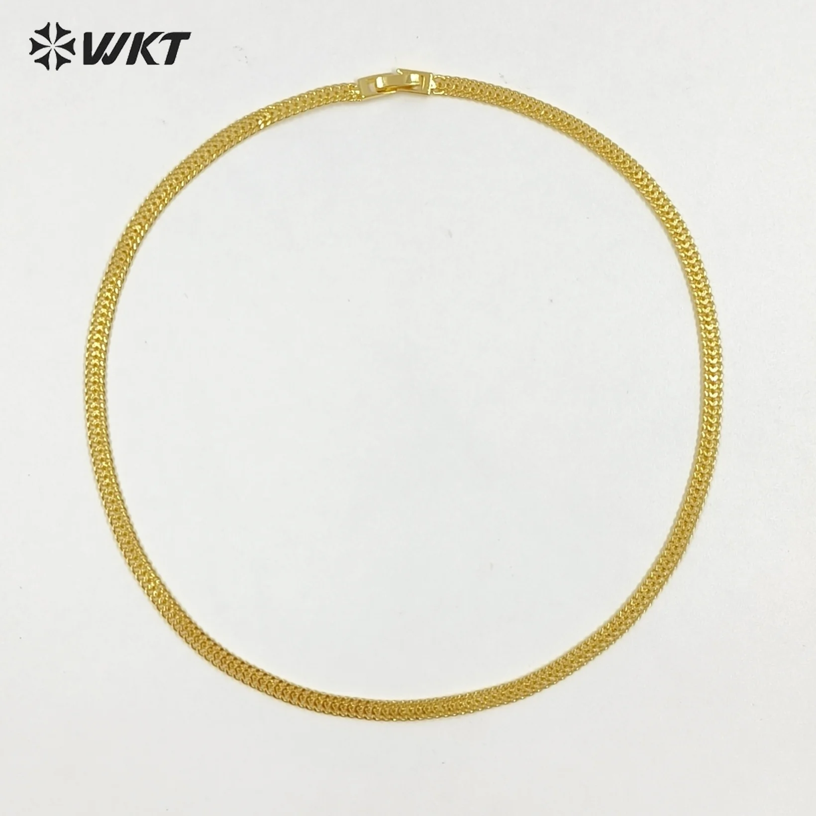 WT-JFN64 Wholesale Fine Snake Chain Texture Yellow Brass 18Inch Clasp Unadjustable Necklace Jewelry Findings