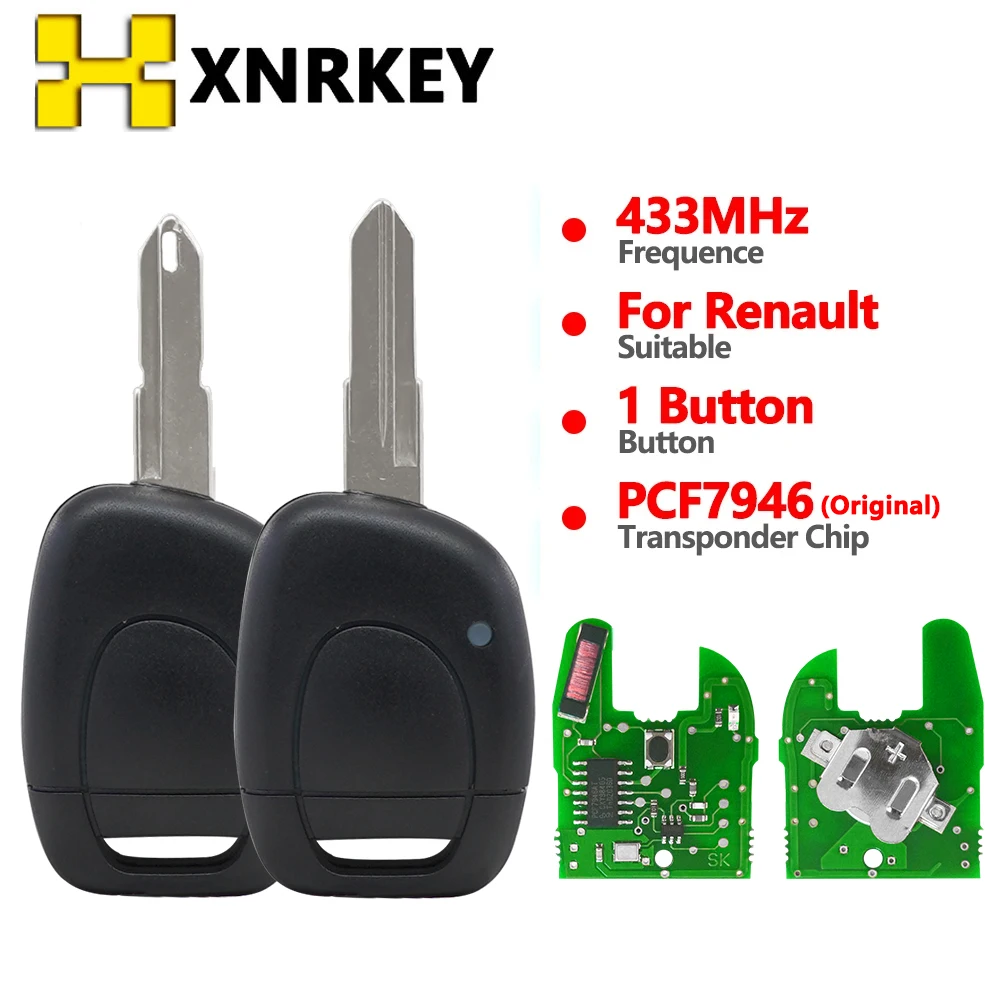 

XNRKEY Car Remote Key PCF7946 PCF7947 Chip 433MHZ For Renault Master Kangoo Clio Twingo NE73 VAC102 Blade