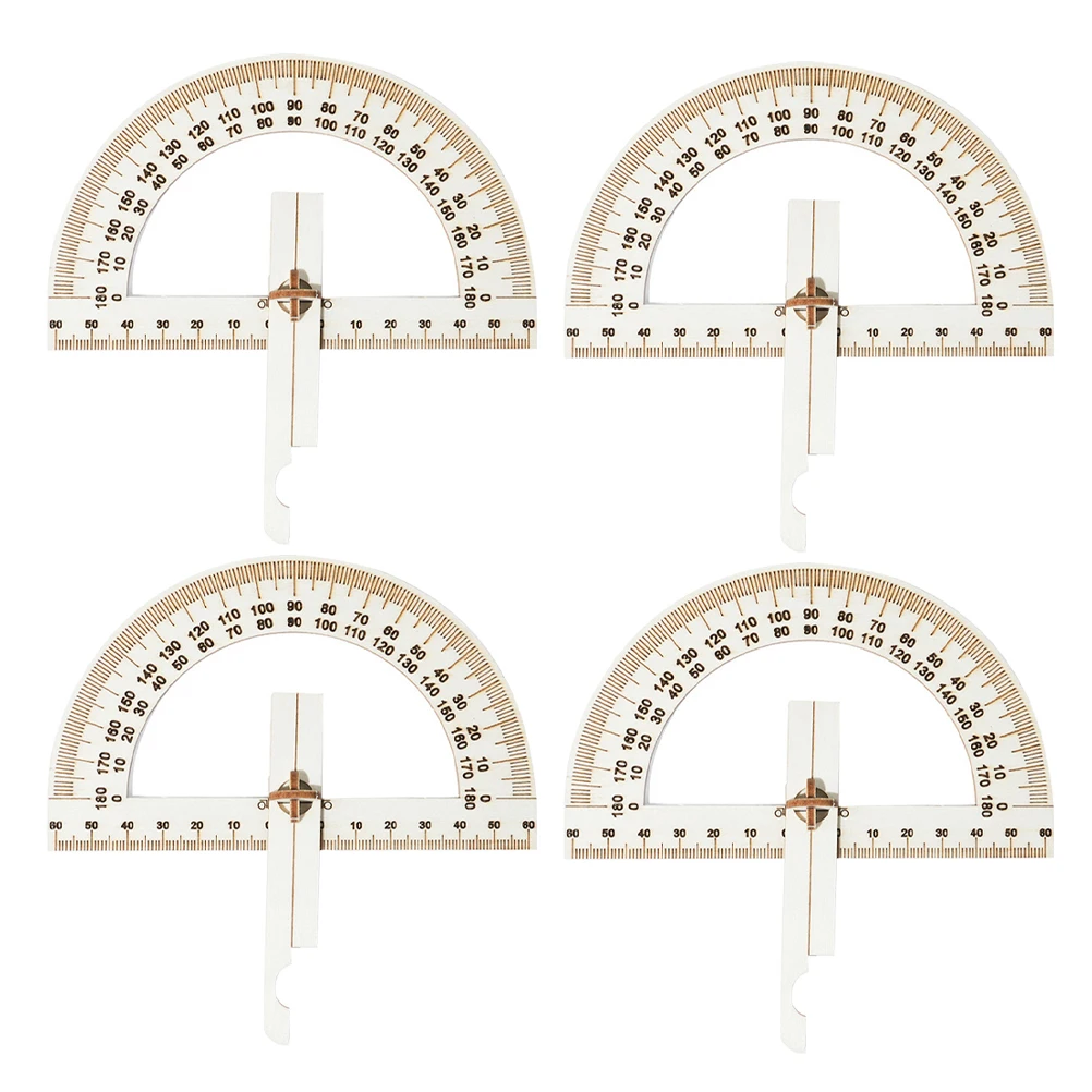 

4 Pcs Angle Ruler Wood Craft Materials Kids Building Tool Wooden Protractor Gauge Toddler Kits Educational DIY Projects