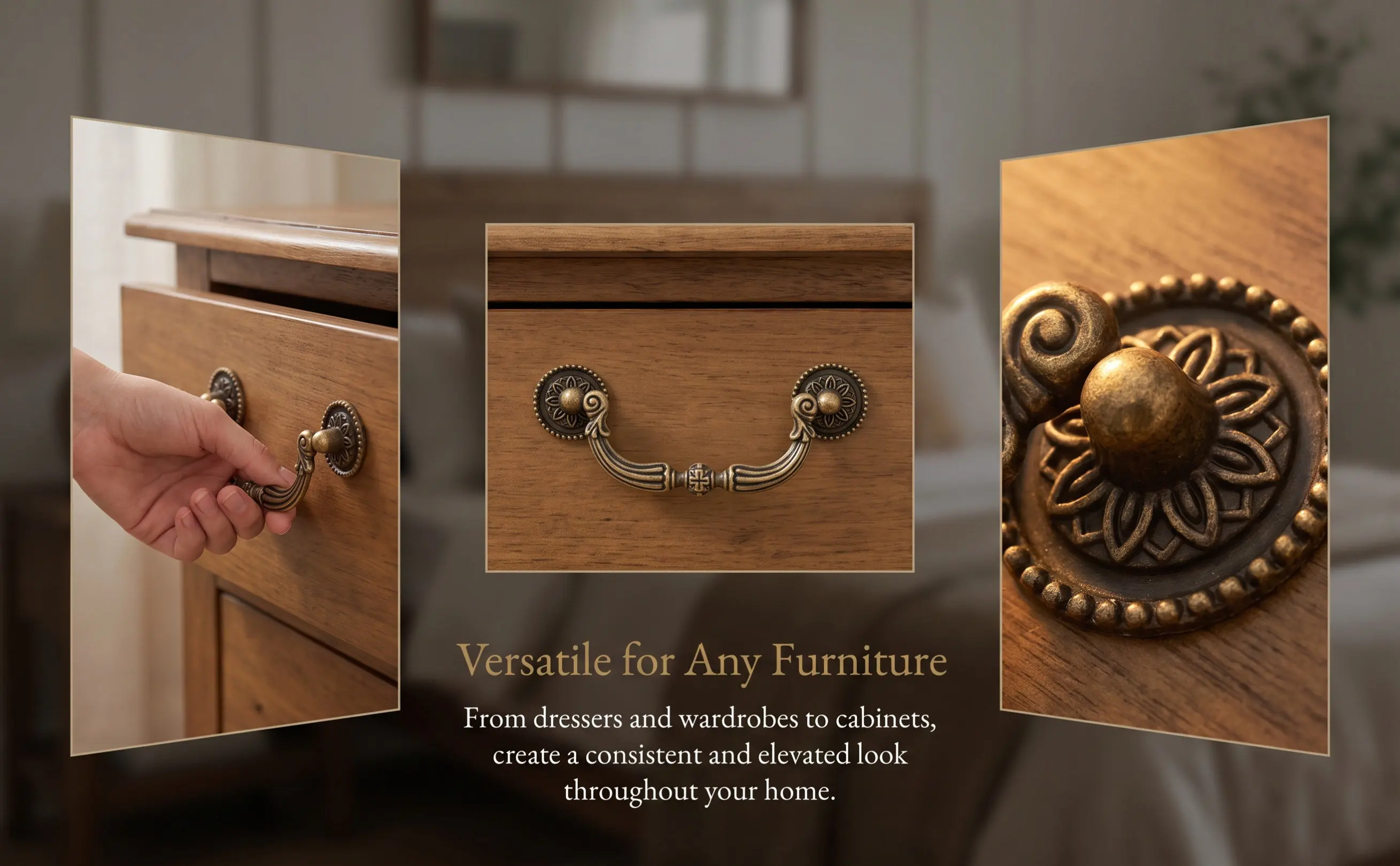 2Pcs Vintage Dresser Pulls Style Cabinet Drawer Handles Smooth Scratch Resistant Finish for Furniture Hardware Upgrade