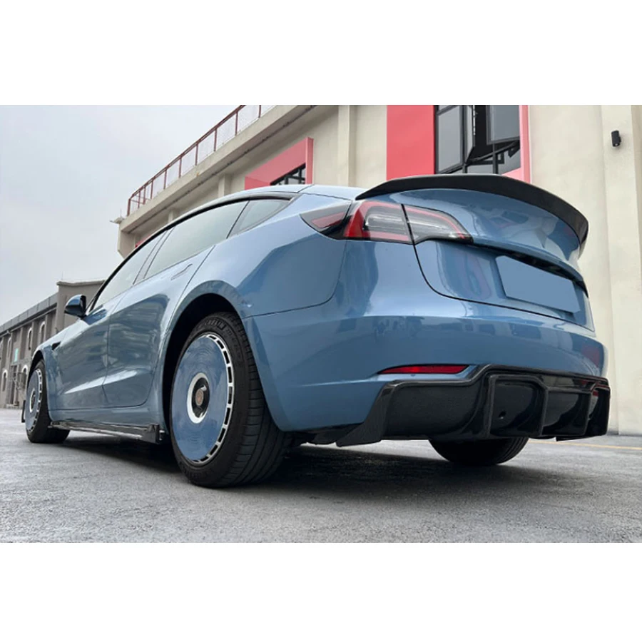 For Tesla Model 3 Full 2017-2019 Real Carbon Fiber Front Bumper Chin Lip Rear Diffusers Spoiler Side Skirts Body Kit