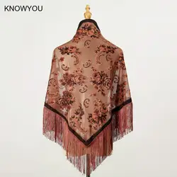 140X70 Cm Velvet Shawl Women Muslim Shawl Tassel Scarf Holiday Gifts Solid Pashmina Stole Bufandas Muslim Hijab Beach Cover-Up