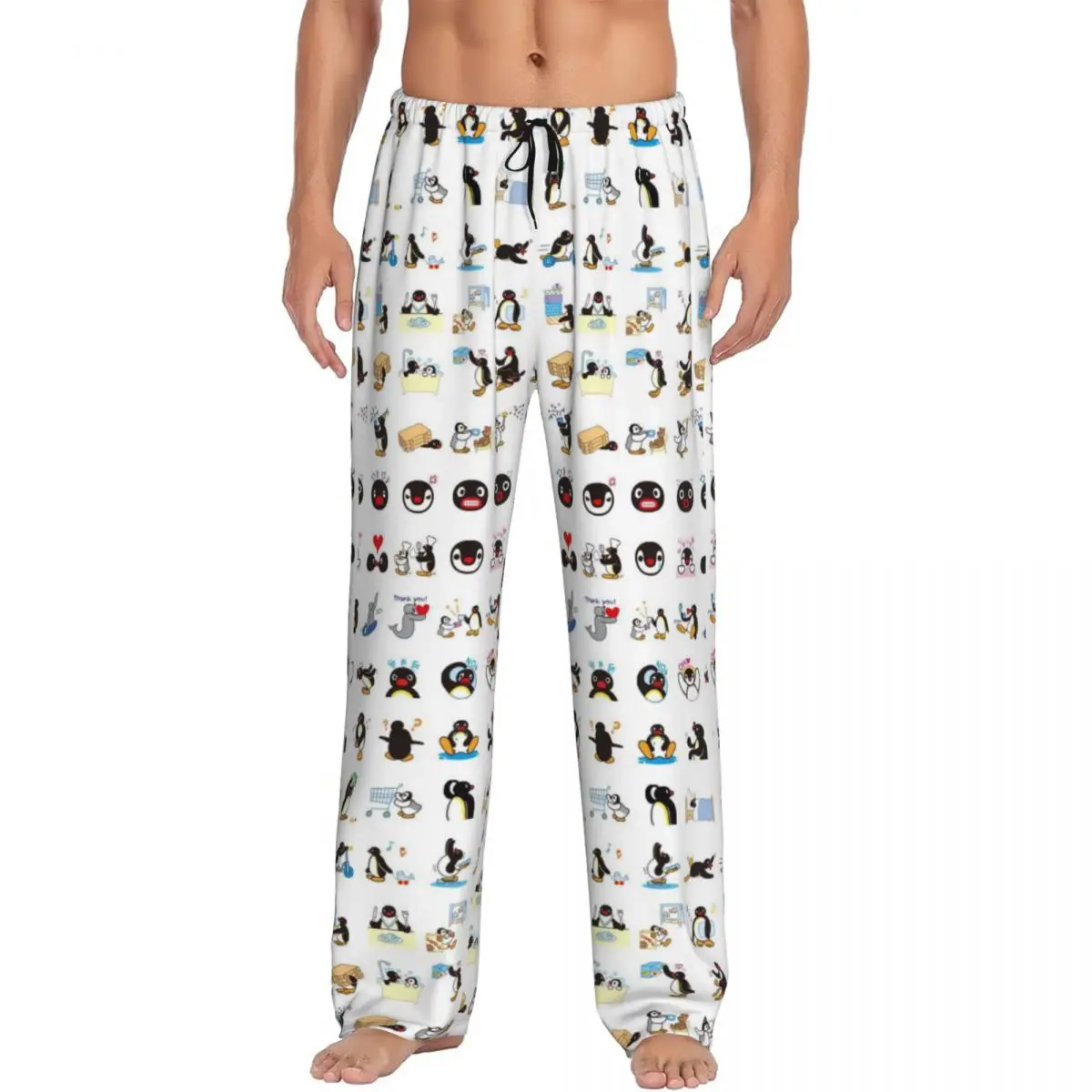 

Custom Noot Noot Pingu Pajama Pants Men's Penguin Merch Lounge Sleep Drawstring Sleepwear Bottoms with Pockets