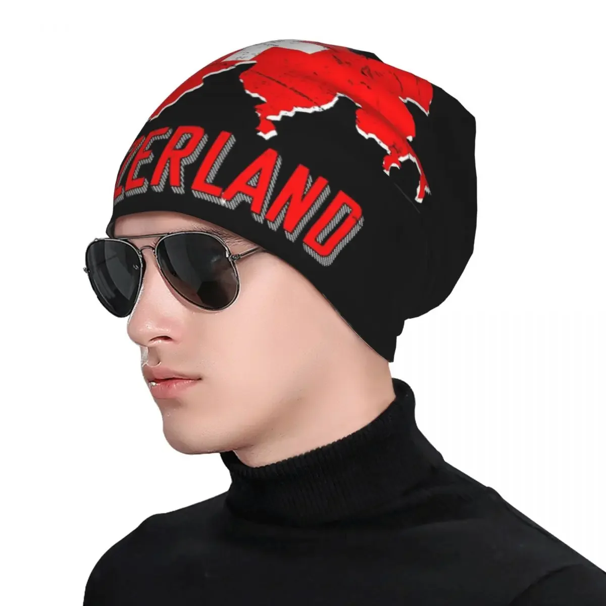 السويسري سويسرا العلم الدافئة محبوك قبعة الهيب هوب بونيه قبعة الخريف الشتاء في الهواء الطلق بيني القبعات للرجال النساء الكبار