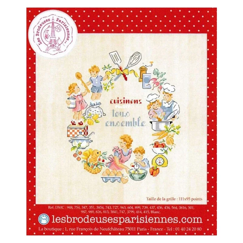 Cooking Together, Amishop Counted Cross Stitch Kit, Family Stories, Home, Needlework, DIY, Embroidery, LBP