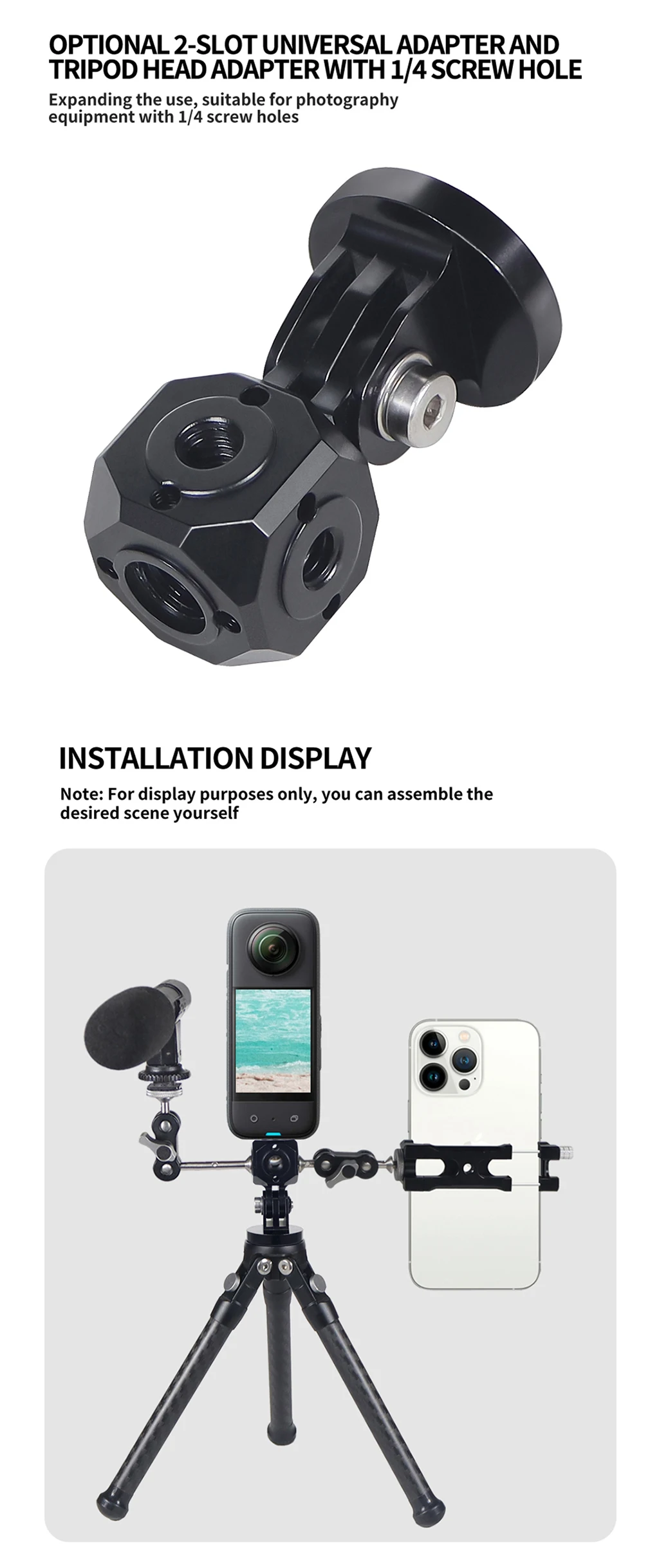 Vielseitiger Mini-Magic-Cube-Adapter mit Schraubenloch ARRI 1/4 3/8' für GoPro 13 Insta360 X4 Osmo Blitzlicht Stativhalterung – Detail 38