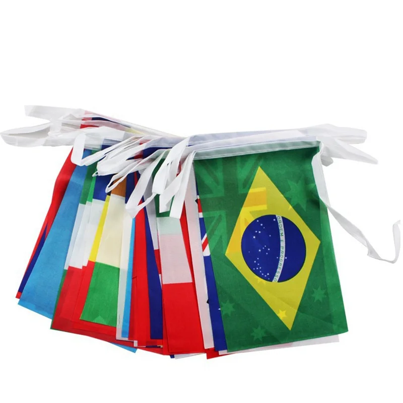 World Nations Flag 14x21cm 20x30cm 32Pcs String Flag Countries Around The World Nations Flag Games Hanging banner