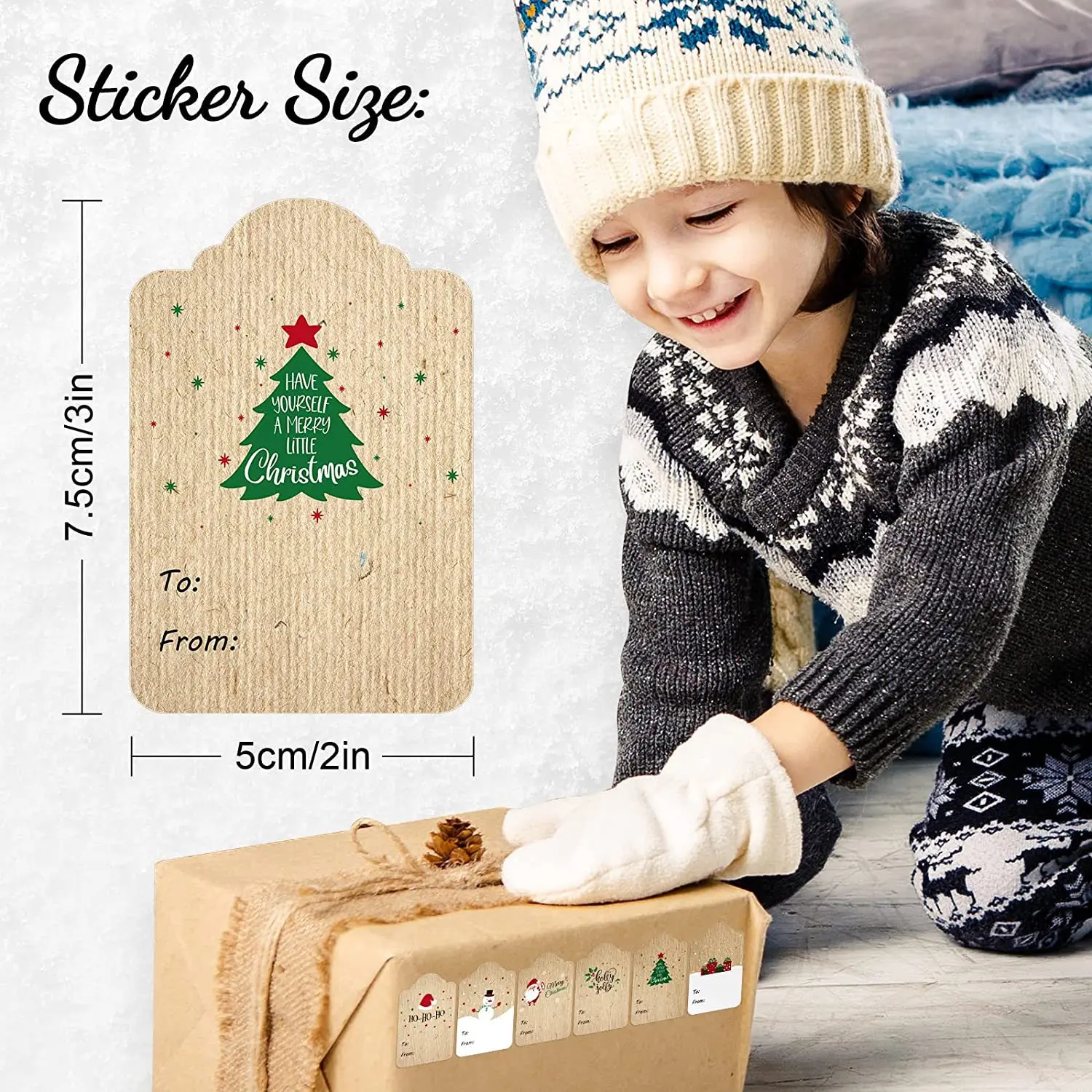 300Pcs/Roll Christmas Gift Name Tag Stickers for Presents Packing Name Writing Labels Christmas Themed Decor Self-adhesive Paper