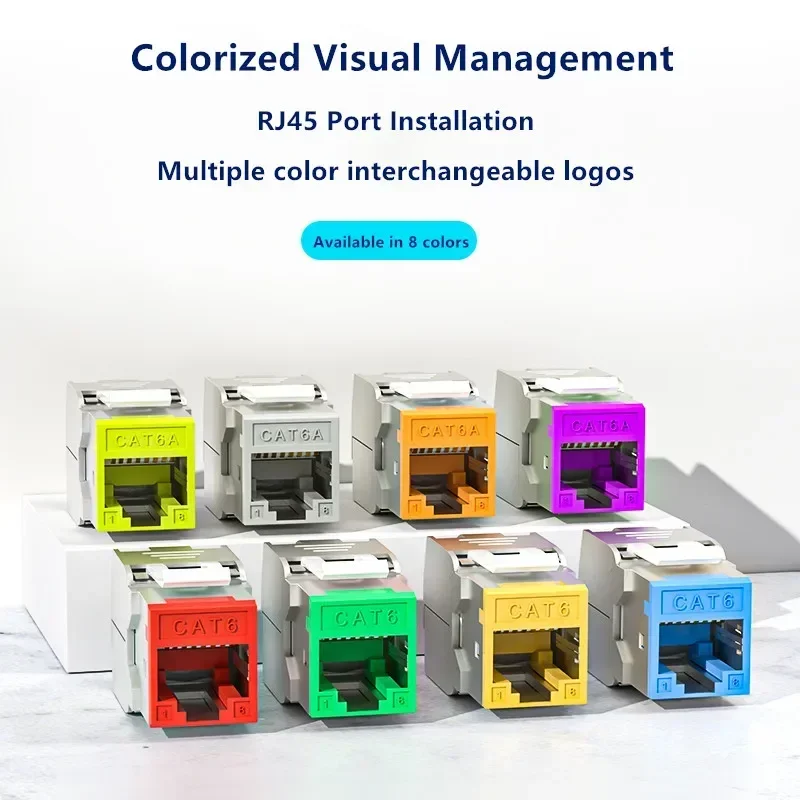 Cat6 Cat6A STP 컬러 키스톤 잭 암 RJ45 차폐 도구 프리 크림프 연결 플러그, 네트워크 노트북용 19 인치 패치 패널