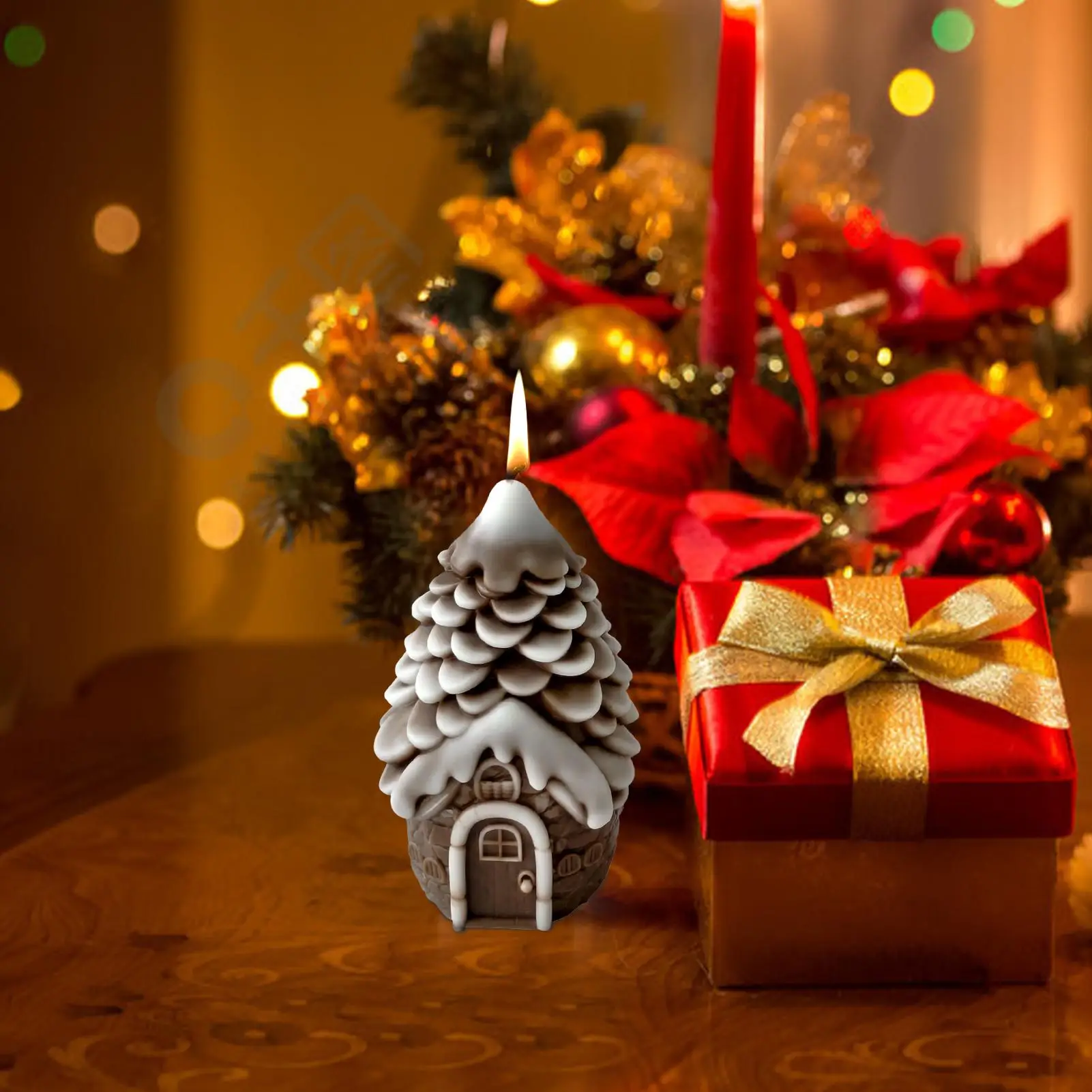 

Candle Mold Christmas Pine Cone House Silicone Moulds Holiday Casting Molds For Epoxy Resin Plaster Soap Party Planners Art