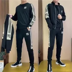 Men's Autumn-Winter Stand-Up Collar Sports Suit for Jogging, Gym, Outdoors, Hiking&Fishing: Color-Block Fleece Hoodie Tracksuit