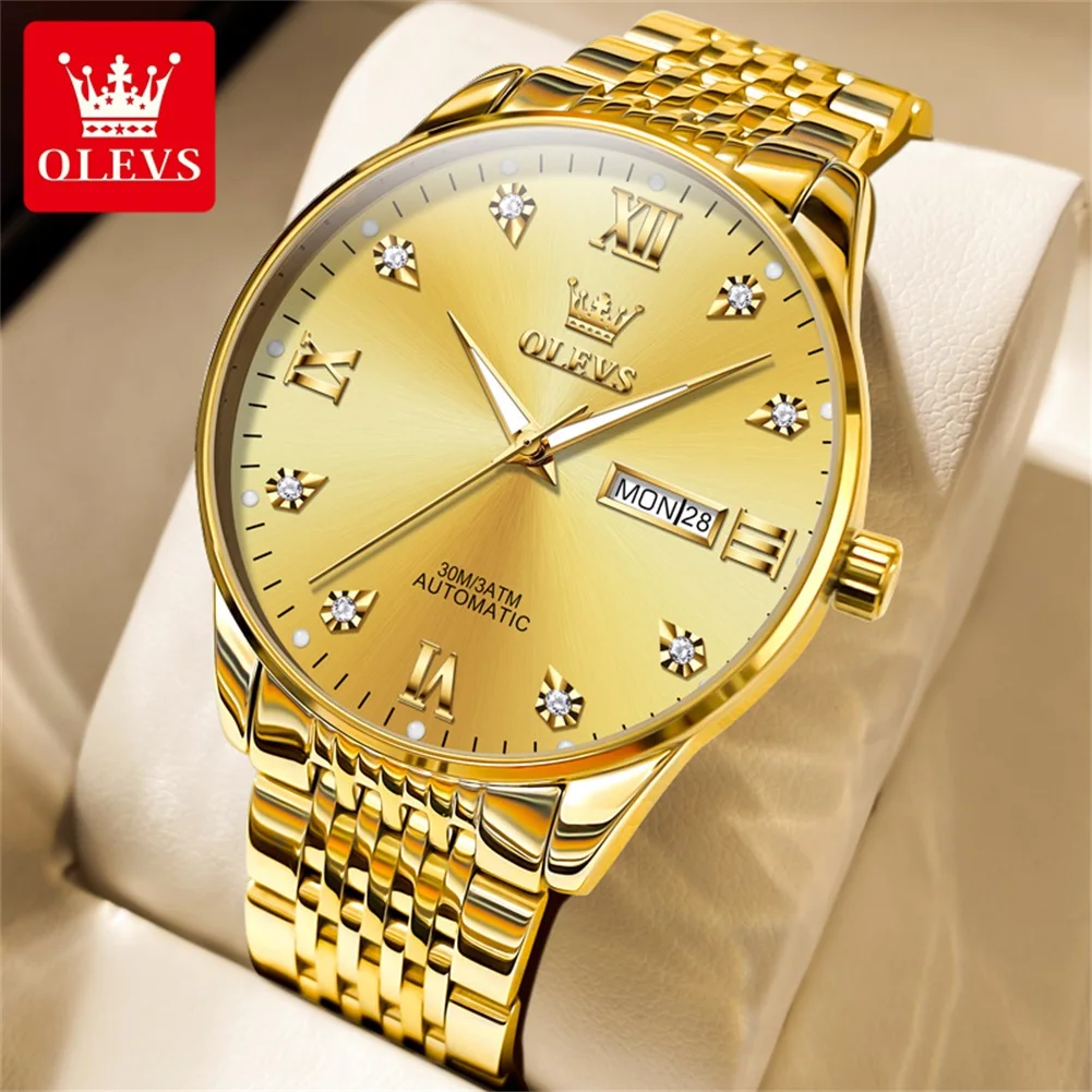 OLEVS 6673 Automatic Watch For Men Waterproof Luminous Dual Calendar Original Mechanical Wristwatch Luxury Brand Men's Watches