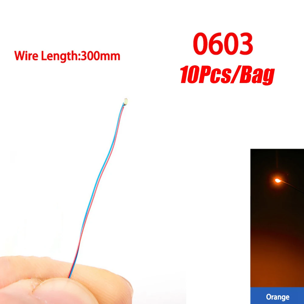 10 Teile/los Modell 0402 0603 SMD LED Wired Chip Micro Led Vorgelötete Lampe Eisenbahn Modell 30 cm 3 V DIY Modell Kit Für Gundam Szenen