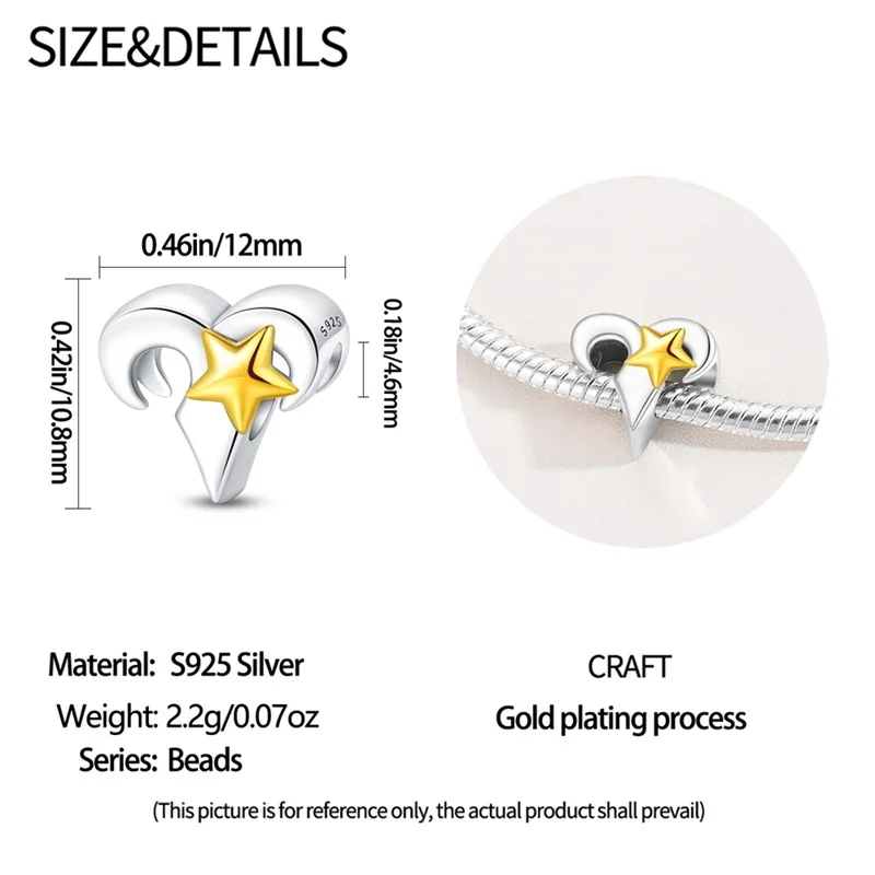 925 Sterling Silver 3 Types of Twelve Zodiac Charm Series Beads for Original 3mm 925 Bracelet DIY Making Women Jewelry Gifts view 4
