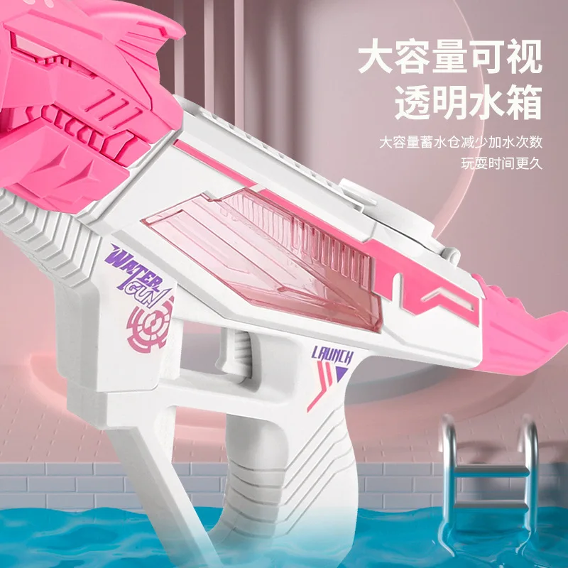 Pistola de agua continua de tiburón y dinosaurio eléctrica, juguete para niños, verano, exterior, playa, piscina, jardín, disparo automático de agua, regalo divertido