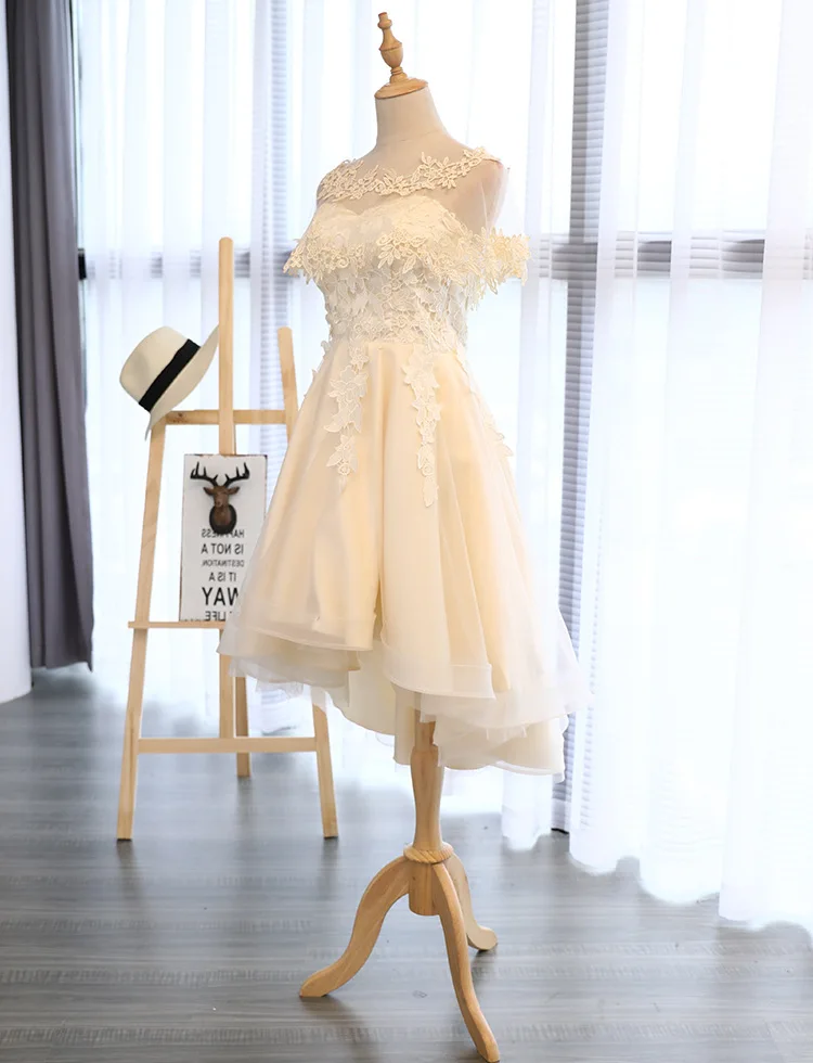 Elegant White Embroidery Lace High-low Bridesmaid Dresses 2024 Women Summer Sexy Prom Birthday Graduation Evening Party Dress