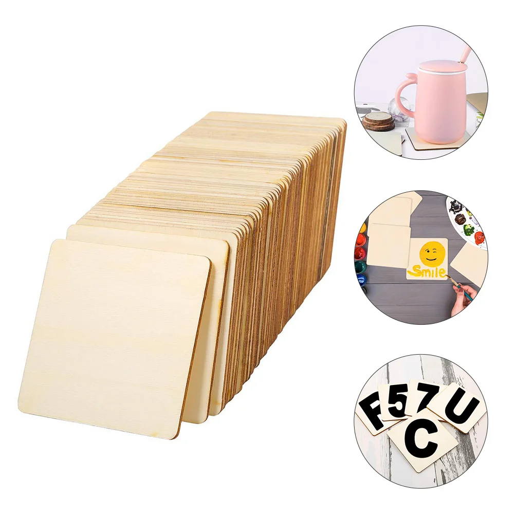 

30pcs Square Wooden Slices Diy Wood Embryo For Hand Made Craft Kids Graffiti Painting Decor Wooden Pieces For Diy Use