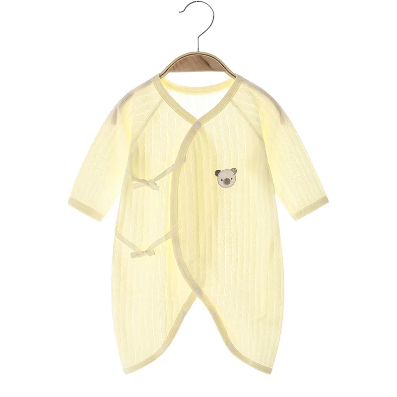 Baby Jumpsuit Summer Thin Boneless Newborn Clothes Pure Cotton Rompers Long-Sleeved Air Conditioning Room Clothing Baby Pajamas