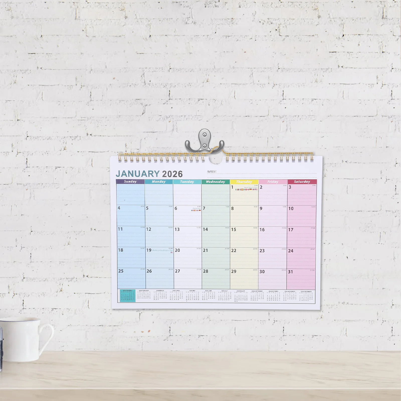 

18-Month Hanging Wall Calendar January 2026 To June 2027 Large Paper Monthly Planner For Office Home Classroom Multi-Country