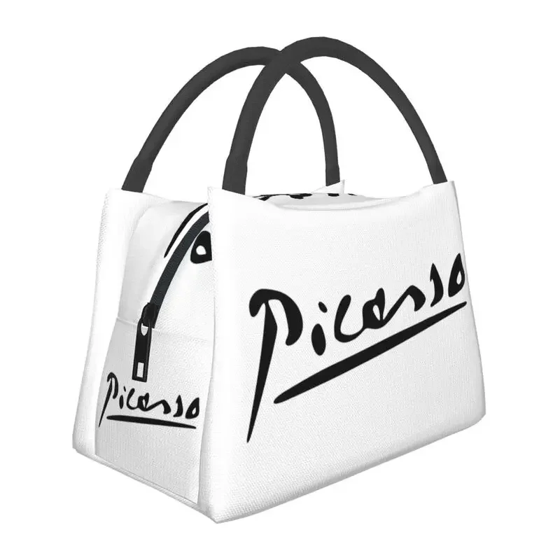 Pablo Picasso Signature Thermal Insulated Lunch Bag Animal Sketches Portable Lunch Tote for Outdoor Camping Travel Meal Food Box