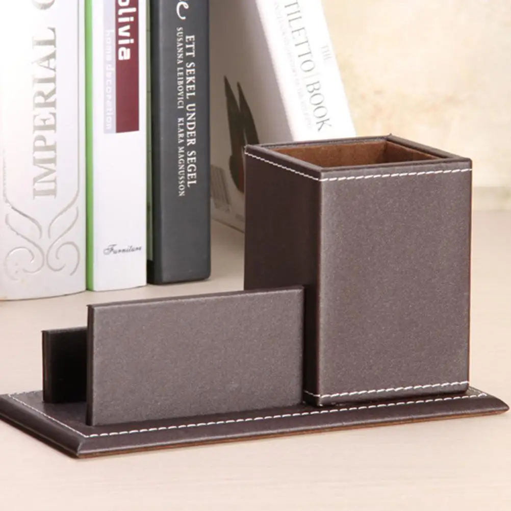 PU Stifthalter Büro Desktop Ganizer Vintage Holz Versorgung Aufbewahrungsbehälter Handwerkskunst Studie Zubehör